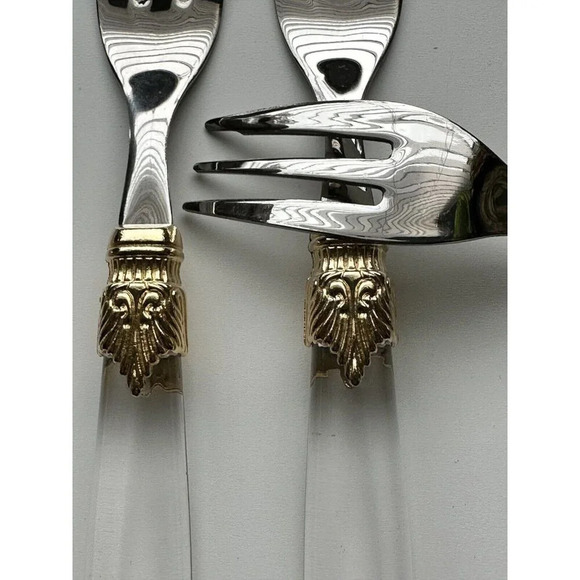 Godinger Laura Amber Transparent 4 Cake/Salad Forks Stainless 18/10 Clear - Picture 4 of 6